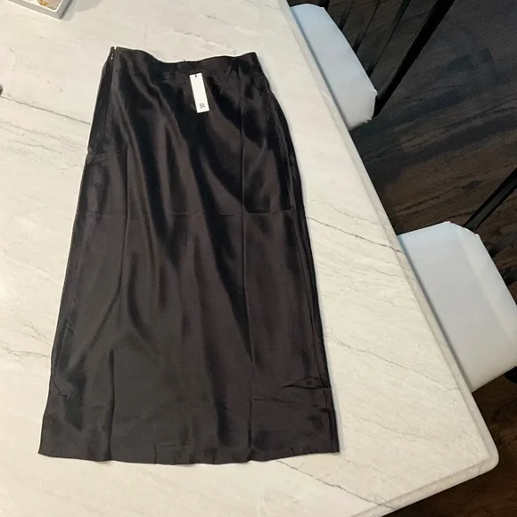 NWT Banana Republic Zandra Silk Midi Skirt Chocolate Brown XS - Picture 5 of 5